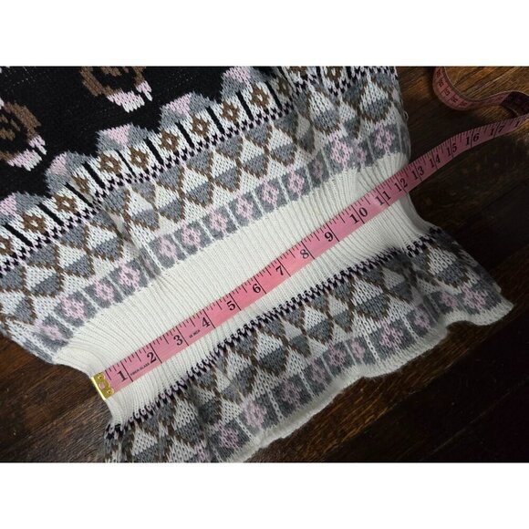 Vintage Fair Isle Grey Pink Cinched Waist Sweater - Picture 8 of 11